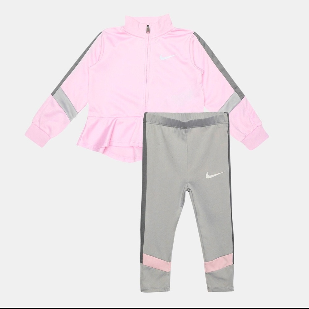 Nike Kids Pink and Gray Two Piece Tracksuit Size 4T